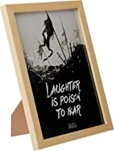 LOWHA GOT Laughter عبارة عن لوحة جدارية من Poiso مع إطار خشبي مؤطر جاهز للتعليق للمنزل ، غرفة النوم ، غرفة المعيشة والمكتب ، ديكور المنزل مصنوع يدويًا ، لون خشبي 23 × 33 سم من LOWHA