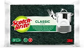 Scotch-Brite Heavy Duty Classic Scouring pad | Kitchen sponge | Dish sponge | Scrub | General Purpose Cleaning | Food Safe | Non-Rusting | Kitchen, Garage, Outdoor | 3 units/pack