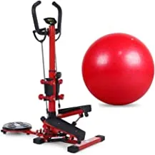 Stepper 4 in 1, Red, QN-B307-1 with Fitness World Aerobic Exercise Ball, 65 cm, Red
