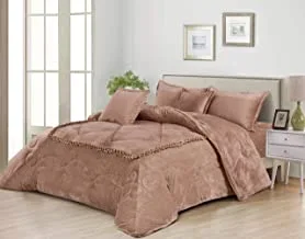 Cozy And Warm Winter Velvet Fur Comforter Set, Single Size (160 X 210 Cm) 4 Pcs Soft Bedding Set, Diamond Stitched, Embossed Floral And Embroidery Design, Flrtk, White