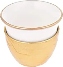 Soleter Cawa Set of Arabic Porcelain Coffee Cups | Traditional Design | White & Gold | Set of 6