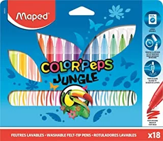 Maped Jungle Colored Markers 18-Pack, Multicolor
