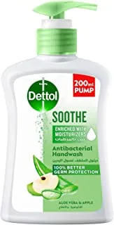 Dettol Soothe Hand Wash Liquid Soap for Effective Germ Protection & Personal Hygiene, Protects Against 100 Illness Causing Germs, Aloe Vera & Apple Fragrance, 200ml