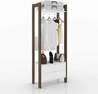 Tecnomobili dressing cabinet, white with walnut frame - h 165.5 cm x w 35.5 cm x 35.5 d cm
