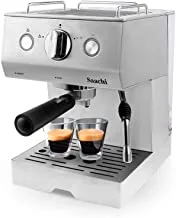 Saachi Coffee Maker With 15 Bar Automatic Steam Pressure Pump, Silver, min 2 yrs warranty