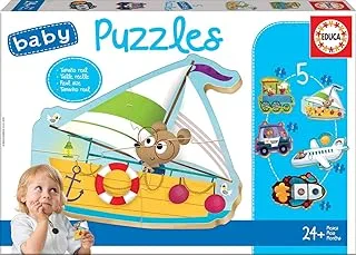Educa - Transports, Baby puzzle set with 5 puzzles for children from 24 months (18059)