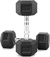 SKY LAND Rubber Coated Hex Dumbbell Set with Chrome Metal Handle for Strength Training-[ 2pcs-Hex Dumbbell]-EM-9260