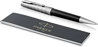 Parker Premier Custom Tartan Lacquered Black & Metal| Chrome Trim| Rollerball Pen| Gift Box| 8515