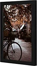 LOWHA Bike With Basket Parked Near Tree Wall art wooden frame Black color 23x33cm By LOWHA