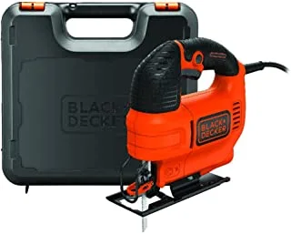 BLACK+DECKER 520W Variable Speed Compact Jigsaw with Blade in Kit Box for Wood Cutting, Orange/Black - KS701EK-GB,