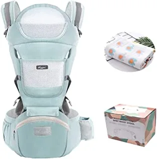 Babywearoutlet Baby Carrier Stool Cotton Mesh Summer Autumn Backpack Hipseat Travel Front Facing Pouch Wrap Kangaroo (light green)