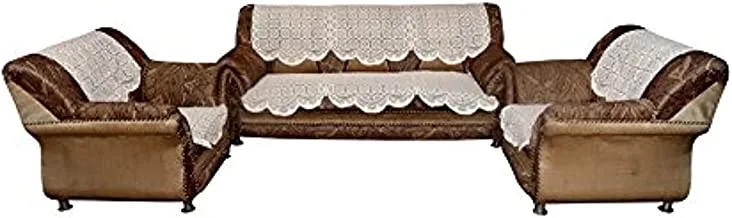 Kuber Industries Cotton Furniture Protector Cover|Sofa Slip Cover Set|5 Seater Sofa cover|Couch Cover Set of 6|(Cream)