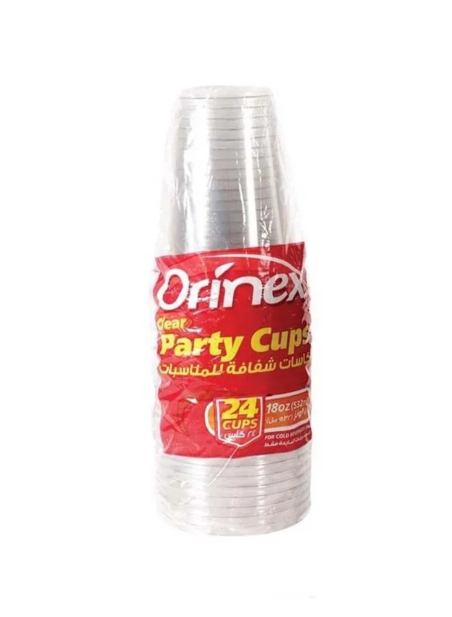 Orinex 24-Piece Party Cups Clear 532ml 