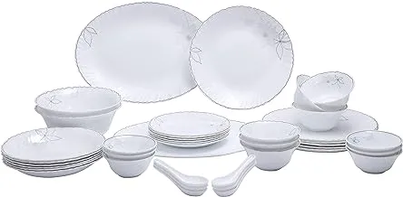 Royalford 40 pcs Opal Glassware Dinner Set, White, RF5036