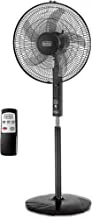 Black & Decker Stand Fan 3 Speed with Remote Control Wide Oscillation 5AS Blade Design 16 Inch 60W Black FS1620R-B5 2 Years Warranty