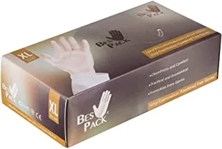Bes Pack Vinyl Gloves Box, Size Xl 100 Pcs