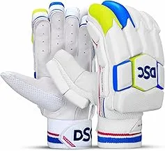 DSC Intense Fury Leather Cricket Batting Gloves، Youth Right (White Black)