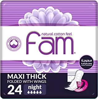 Fam Maxi Sanitary Pad Folded with Wings Night 24 pads