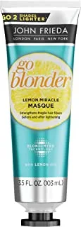 John Frieda Go Blonder Lemon Miracle Masque, In-Shower Hair Treatment, Helps Strengthen Lightened Hair Fibers, 3.5 Ounce