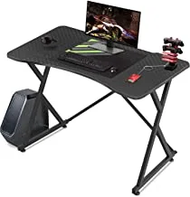 IBAMA Gaming Desk Computer Desk Home Office Desk Racing Style Study Workstation 44 inch Extra Large Modern PC E-Sports Carbon Fiber Writing Desk Table Black