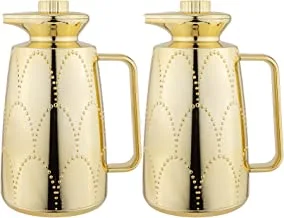 Kareen Flask 2 Pieces coffee and Tea Vacuum Flask Set Size : 1.0/1.0 Liter Color : Gold