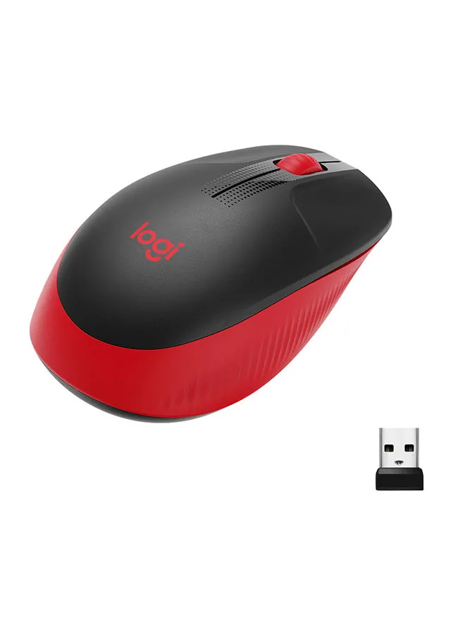 Logitech Wireless Mouse M190, Full Size Ambidextrous Curve Design, 18-Month Battery With Power Saving Mode, USB Receiver, Precise Cursor Control Red