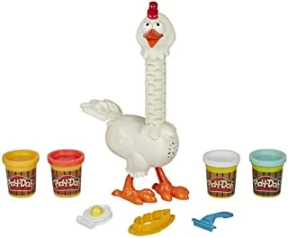 Play-Doh Animal Crew Cluck-A-Dee Feather Fun Chicken Toy Farm Animal Playset With 4 Non-Toxic Play-Doh Colors