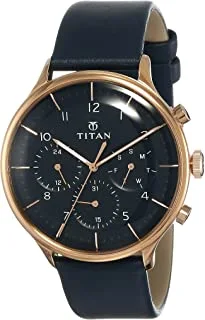 Titan On Trend Blue Dial Leather Strap Watch