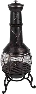 Fire Vida Black and Gold Steel Chimnea, Large