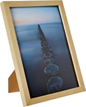 Lowha Brown Wooden Poles On Sear Water During Daytime Wall Art With Pan Wood Framed Ready To Hang For Home, Bed Room, Office Living Room Home Decor Hand Made Wooden Color 23 X 33Cm By Lowha