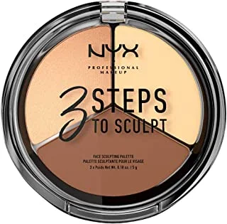 NYX Professional MAKEUP 3 خطوات لنحت الوجه باليت ، فاتح 02
