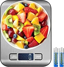 Mumoo Bear Food Scale, 5kg/11lb Multifunction Digital Kitchen Scale with 1g/0.01oz Precise Graduation - Stainless Steel Platform with Backlit LCD Display Scale for Cooking, Baking and Mails - Silver
