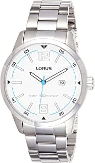 RH981HX9 - Lorus Sports Men's, Quartz, 100m Water Resistant, Stainless Steel, Silver with White Dial
