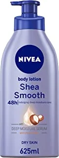 NIVEA Body Lotion 48h Moisture Care for Dry Skin, Smooth Sensation Body Milk, Shea Butter, 625ml