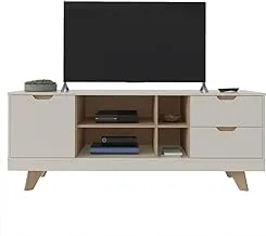 Artely Michigan Tv Table for 65 inch TV Off White with Oak - W 160 x D 41.5 x H 63 cm