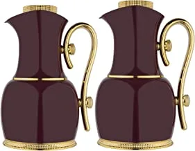 Al Saif 2 Pieces Coffee and Tea Vacuum Flask Set Size: 0.7/1.0 Liter, Color: Burgundy