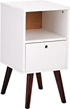Brv Moveis Side Table With One Shelf And One Drawer, White - H 63 cm X W 33 cm X D 35 Cm