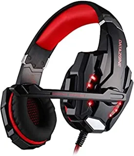 Datazone g9000 stereo gaming headset, for ps4, pc, xbox one controller, lde light, 3.5mm controller (red), medium, Wired