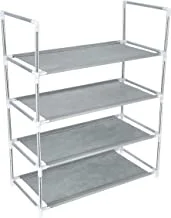 4-Tier Shoe Rack, Easy to Move &Space Saving, Grey -DC2003 - Modern Design, More Storage Space, Iron and Non-Woven Fabric - Easy to Assemble, Organize up to 18 Pairs