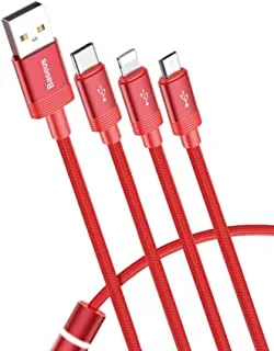 Baseus Data Faction 3 في 1 كابل USB لـ M + L + T 3.5A 1.2 متر أحمر