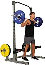 Sunny Health & Fitness Power And Squat Rack With High Weight Capacity, Olympic Weight Plate Storage And 360° Swivel Landmine And Power Band Attachment