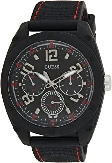GUESS Mens Quartz Watch, Analog Display And Silicone Strap - W1256G1, Black/Black/Black, One Size, Strap