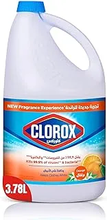 Clorox Bleach Liquid 3.78L, Orange Fragrance, New Scent Experience, Kills 99.9% of Viruses & Bacteria, Cleans and Sanitizes