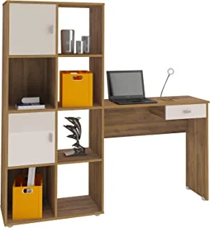 مكتب خشبي ارتلي ، بني صنوبر مع أوف وايت
