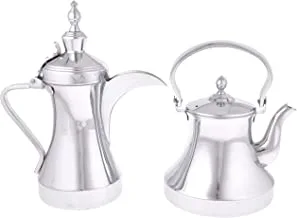 Al Saif K55716/LC Stainless Steel Arabic Coffee Dallah & Tea Kettle Set, 1.4/2.0 Liter, Chrome