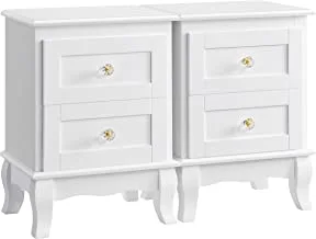 Songmics Rdn012 Bedside Table With 2 Drawers White, Wood