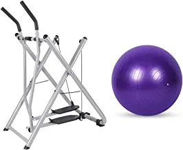 Fitness World Air Walker Glider Fitness Exercise Machine, Silver with Fitness World Exercise Ball and Yoga 75 cm, Purple