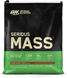 Optimum Nutrition (On) Serious Mass High Protein And High Calorie Gainer Powder - 12 Lbs (Chocolate) With Vitamins And Minerals