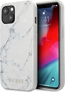 Guess PC / TPU Marble Design Case For iPhone 13 (6.1 بوصة) - أبيض