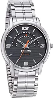 Sonata Rpm Water Resistant, Black Dial Analog Watch With Calendar For Men 77031Sm06